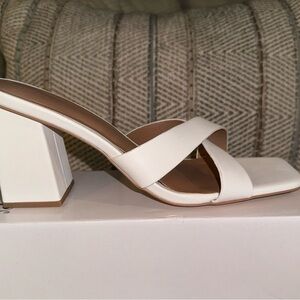 PrettyLittleThing White Block Heel Sandals